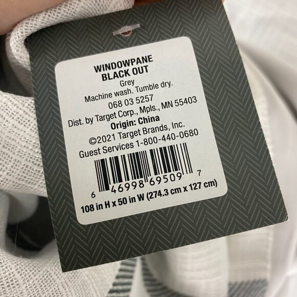 Threshold Blackout Windowpane Curtain Panel 108x50 Gray - 1 Panel - Picture 8 of 9